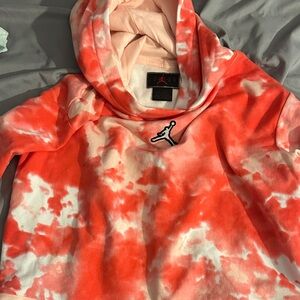 Jordan Kids Tie-Dye Hoodie - Orange and White